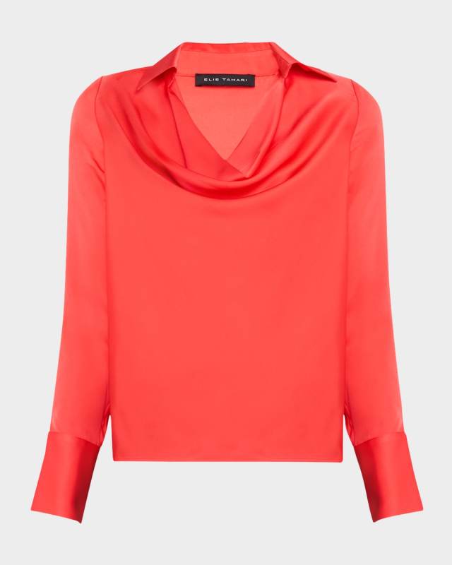 The Ciaran Cowl-Neck Stretch Silk Blouse